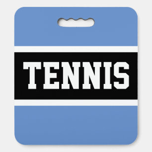 TENNIS Fun Athletic Black White Light Blue Stripes Seat Cushion