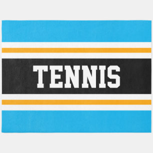 TENNIS Fun Athletic Sky Blue Black Orange Stripes Outdoor Rug