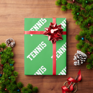 TENNIS Fun Athletic White Text On Bright Green Wrapping Paper