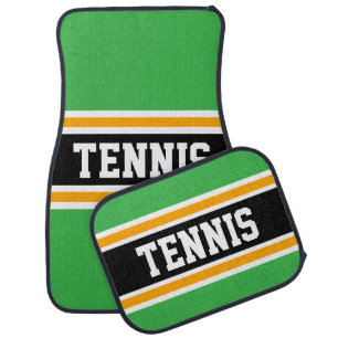 TENNIS Fun Green Black Orange Racing Stripes Car Floor Mat