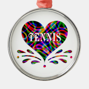 Tennis Fun Heart Metal Ornament