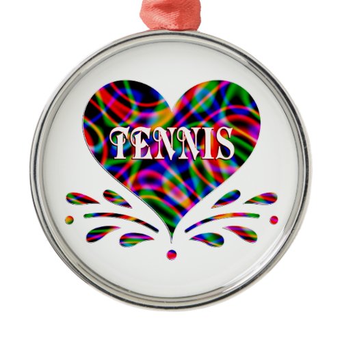 Tennis Fun Heart Metal Ornament