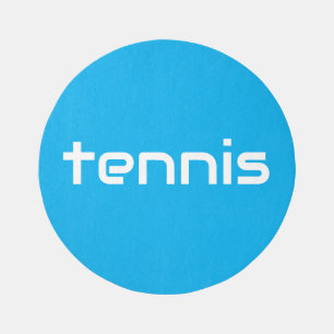TENNIS Fun Modern White Azure Blue Background Outdoor Rug