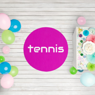 TENNIS Fun Modern White Tropical Pink Background Outdoor Rug