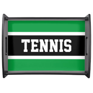 TENNIS FunAthletic Text Black Bright Green Stripes Serving Tray