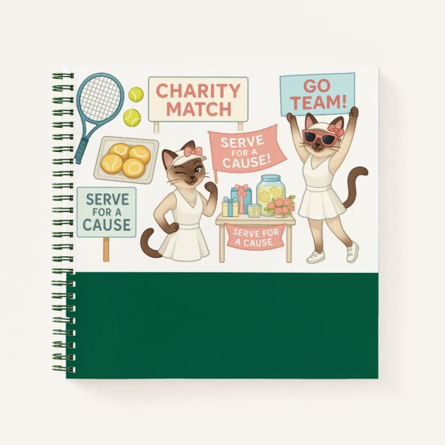 Tennis Fund Raiser for Cat Lovers Notebook (Front)