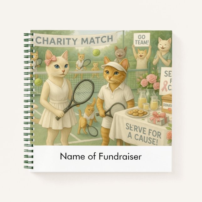 Tennis Fund Raiser for Cat Lovers Notebook (Front)
