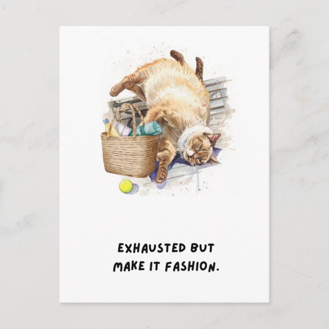 Tennis Funny Saying cat is resting  Postcard (Front)