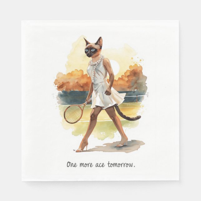 Tennis Funny Saying for Cat Lovers Napkins (Front)