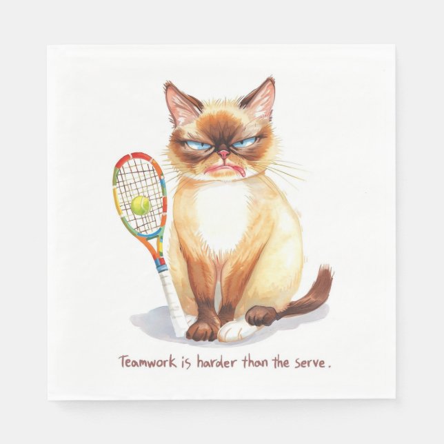 Tennis Funny Saying for Cat Lovers Napkins (Front)