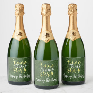 Tennis Future Tennis Star Happy Birthday Sparkling Wine Label
