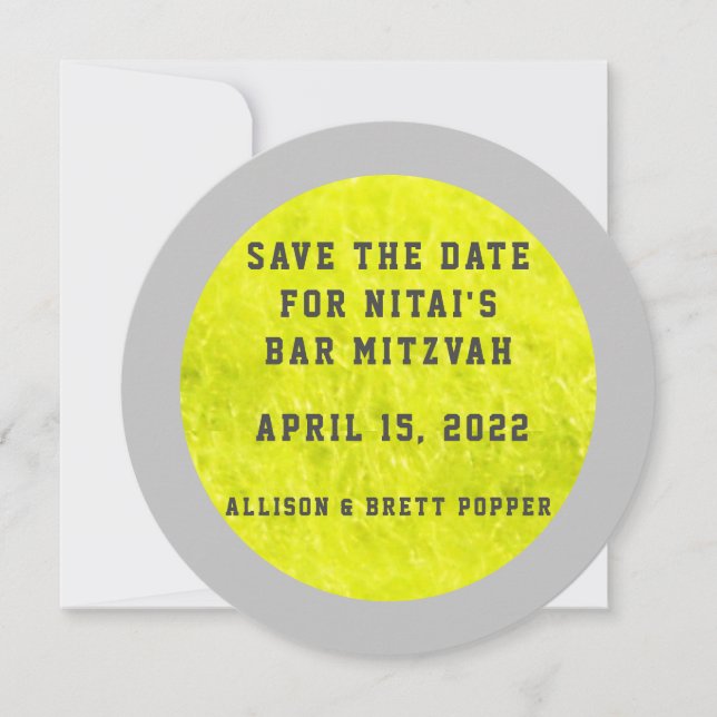 Tennis Fuzzies Save the Date Card (Front)