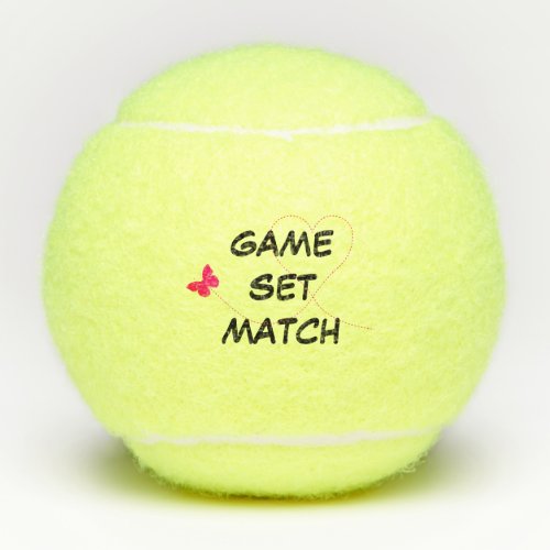 Tennis Game Set Match Butterfly Love Personalized Tennis Balls