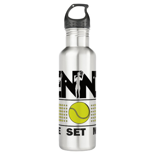 Tennis Game Set Match Stainless Steel Water Bottle (Front)