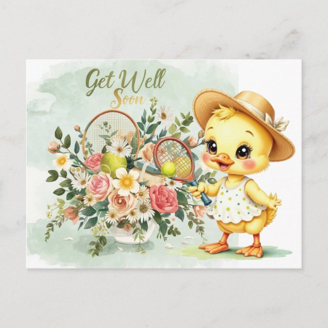TENNIS Get well soon for Duck Lover  Postcard (Front)
