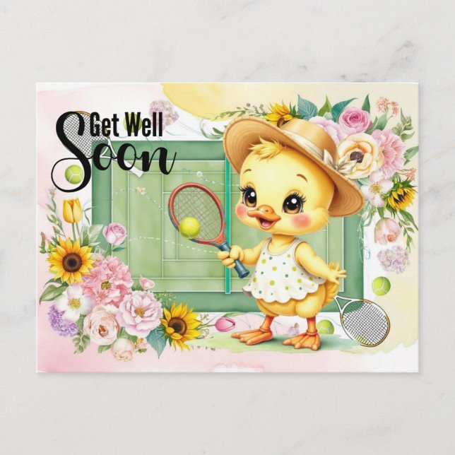 TENNIS Get well soon for Duck Lover  Postcard (Front)