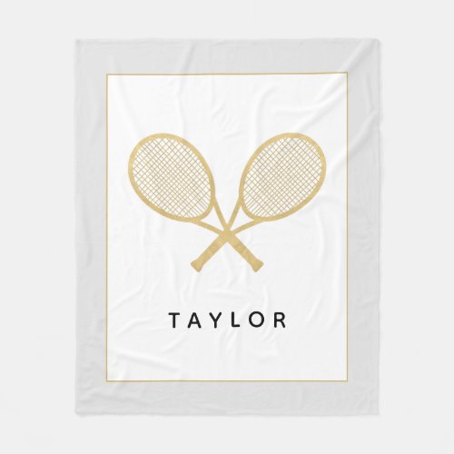Tennis Gift Chic Gold and Black Custom Fleece Blanket