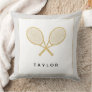 Tennis Gift Chic Gold Gray Black Custom Name Throw Pillow