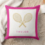 Tennis Gift Chic Gold Gray Pink Custom Name Throw Pillow