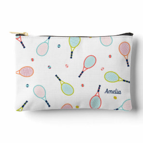 Tennis Gift Personalized Name Pink Blue Custom Accessory Pouch