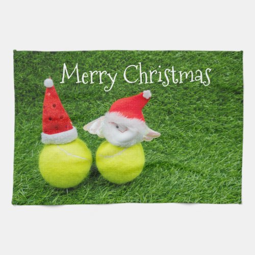 Tennis gifts ball with Santa Claus Christmas Kitchen Towel