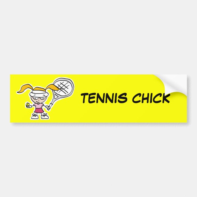 Tennis Gifts & Cards | cute cartoon girl sticke Bumper Sticker (Front)