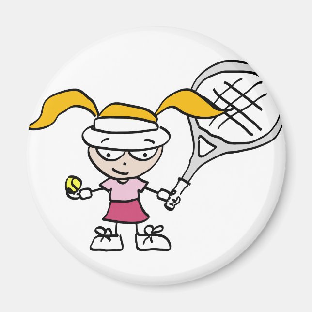 Tennis Gifts & Cards with cute cartoon girl Magnet (Front)