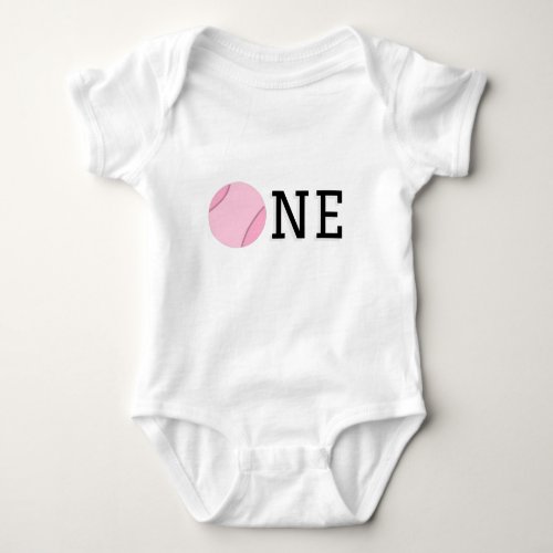 Tennis Girl 1st Birthday One Cute Pink Ball Sport Baby Bodysuit