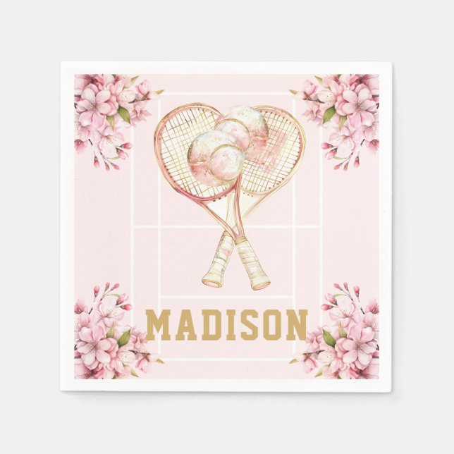 Tennis Girl Birthday Personalized Napkins (Front)