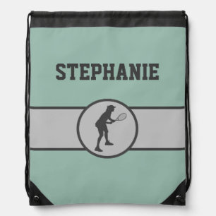 Tennis Girl Custom Name Personalized Drawstring Bag