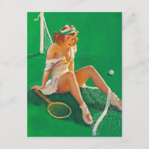 Tennis Girl Pin Up Postcard