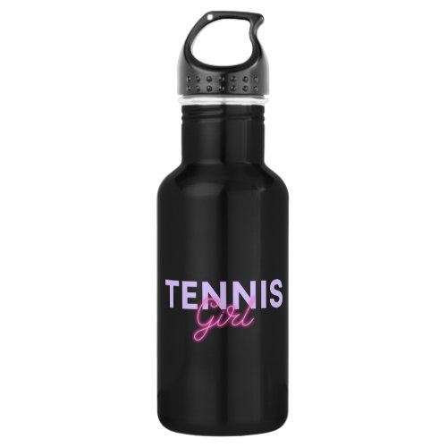 Tennis Girl Pink and Purple Neon Letter Cute Sport Stainless Steel Water Bottle