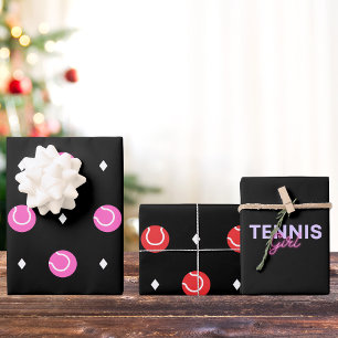 Tennis Girl Pink Balls Gift Wrapping Paper Sheets