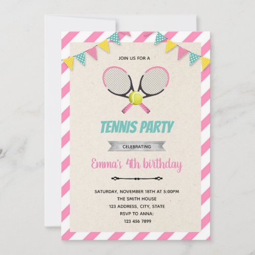 Tennis girl theme invitation