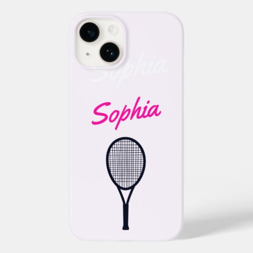 Tennis Girls Custom Name Gift Pink Black Case_Mate iPhone 14 Case