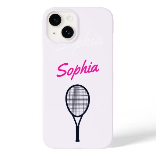 Tennis Girls Custom Name Gift Pink Black Case-Mate iPhone 14 Case