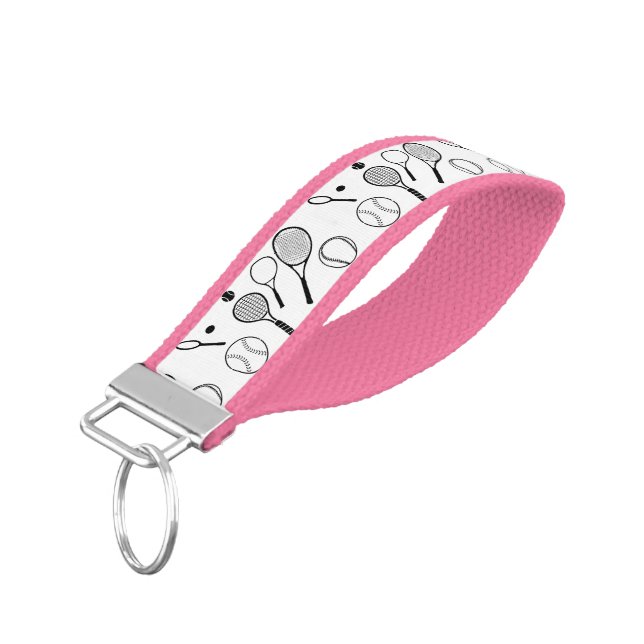 Tennis girls pink purple wrist keychain (Angled Down)