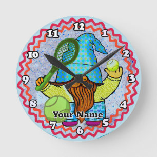 Tennis gnome round clock