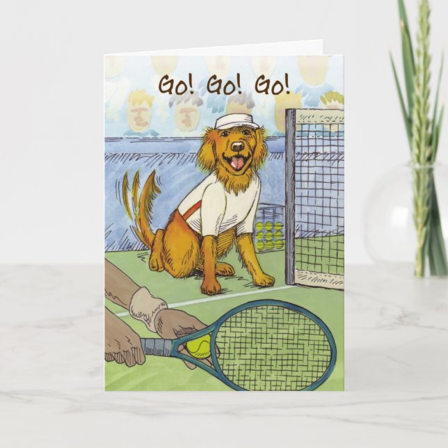 Tennis Golden Retriever - Good Luck Card (Front)
