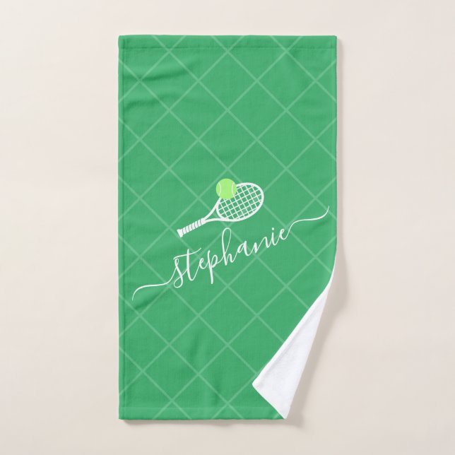 Tennis Green Personalized Name Sports Hand Towel (Hand Towel)
