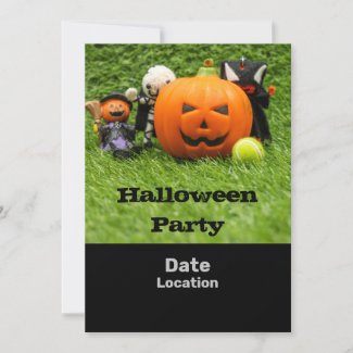 Tennis Halloween Party with ghost pumpkin on green Invitation