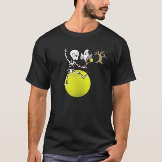 Tennis Halloween skeleton play tennis with ghost T-Shirt