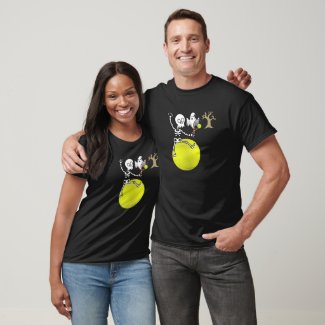 Tennis Halloween skeleton play tennis with ghost T-Shirt