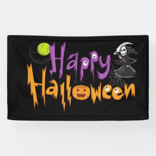 Tennis Halloween Witch playing   Happy Halloween  Banner