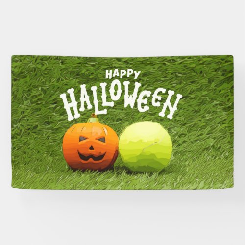 Tennis Halloween with tennis ball and pumpkin Bann Banner