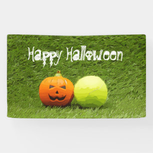 Tennis Halloween with tennis ball and pumpkin Banner