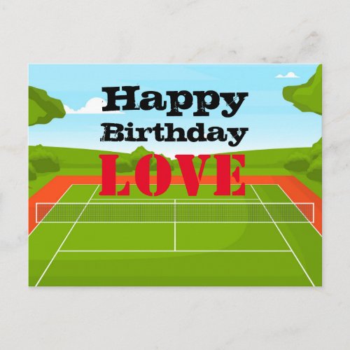 Tennis Happy Birthday Love  to player Postcard