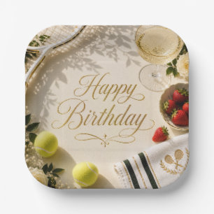 Tennis Happy Birthday Paper Plates
