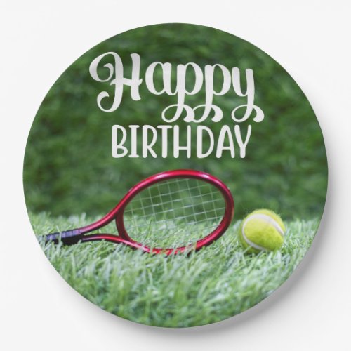 Tennis Happy Birthday   Paper Plates