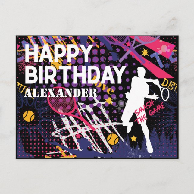 Tennis 🎾  Happy Birthday Postcard (Front)